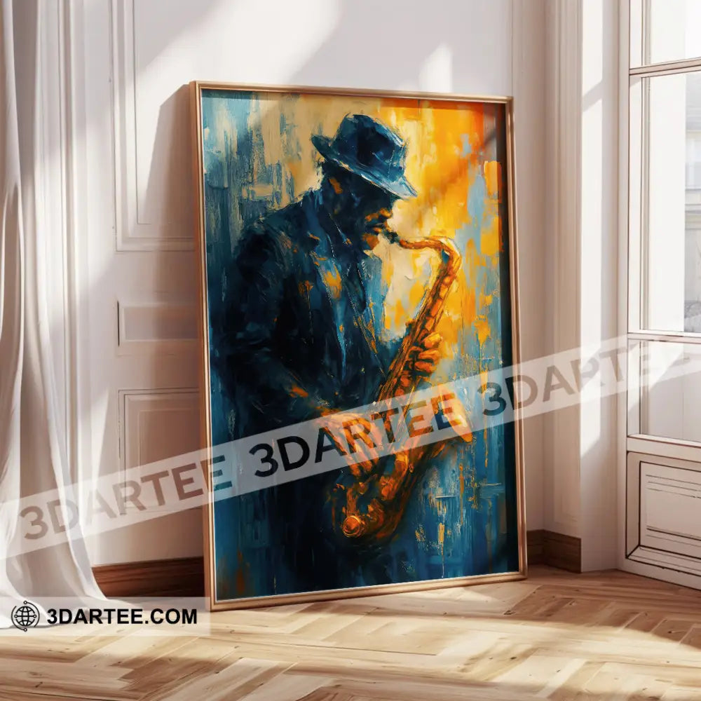 African Jazz Art Black Man Musician Saxophone Man Home Decor Gift Canvas Poster