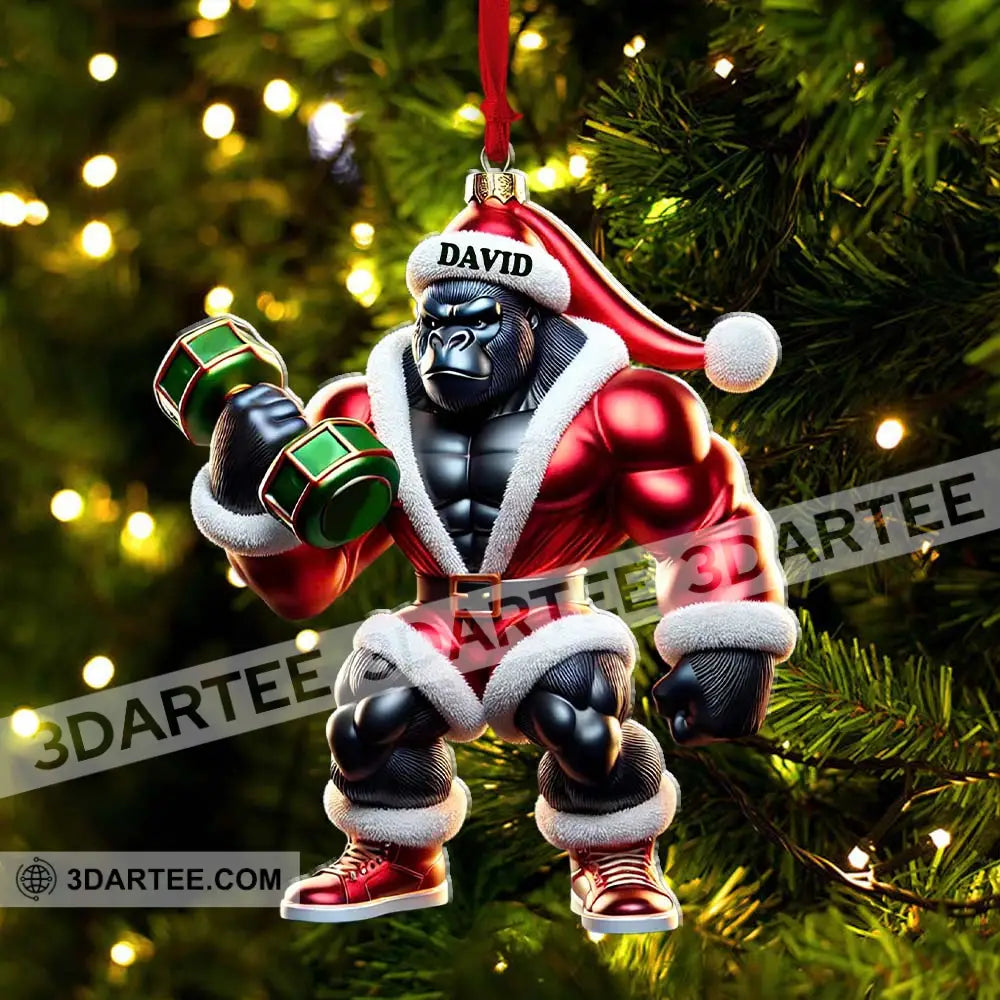 Black Kong Dumbbell Lift Christmas Ornament Personalized Ornament Ornament