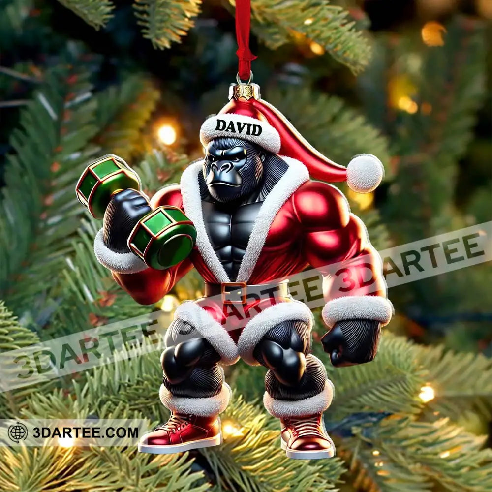 Black Kong Dumbbell Lift Christmas Ornament Personalized Ornament Ornament