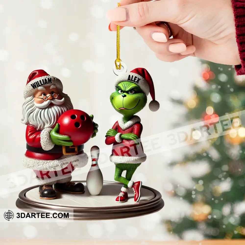 Bowling Santa And ELF Home Decor Christmas Ornament Personalized Ornament Ornament