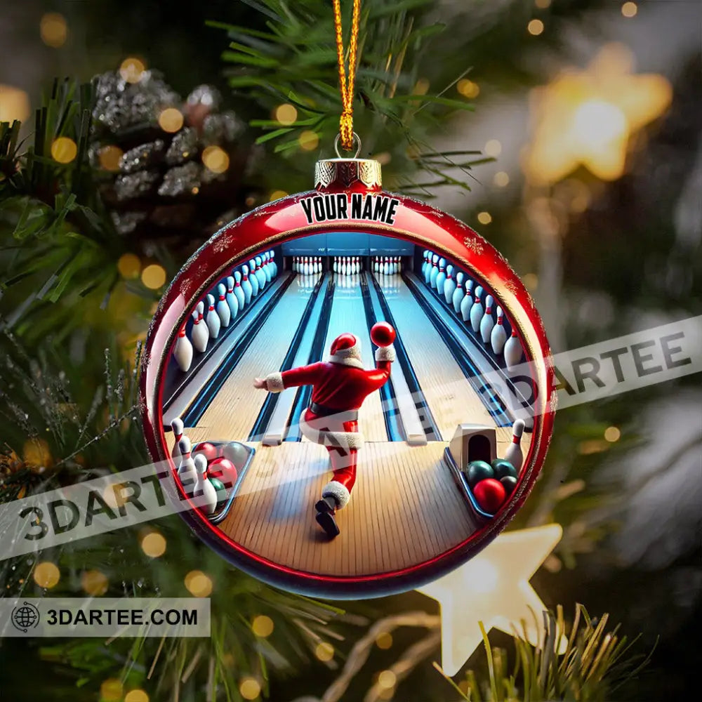 Bowling Santa Decor Christmas Ornament Personalized Ornament Ornament