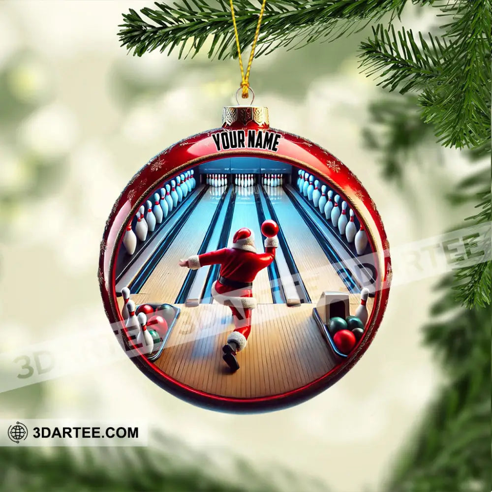 Bowling Santa Decor Christmas Ornament Personalized Ornament 3.54’’ / 1 Ornament Ornament