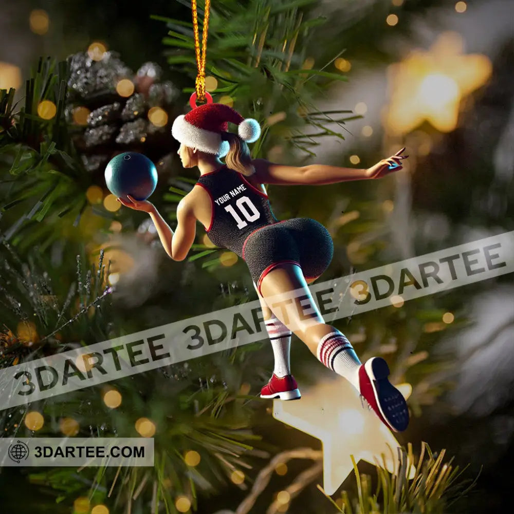 Bowling Woman Home Decor Christmas Ornament Personalized Ornament Ornament