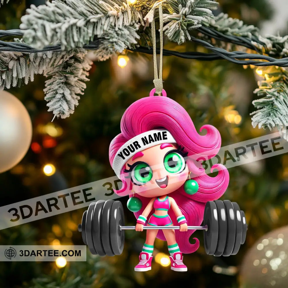 Chibi Girl Weightlifting Christmas Home Decor Christmas Ornament Personalized Ornament Ornament