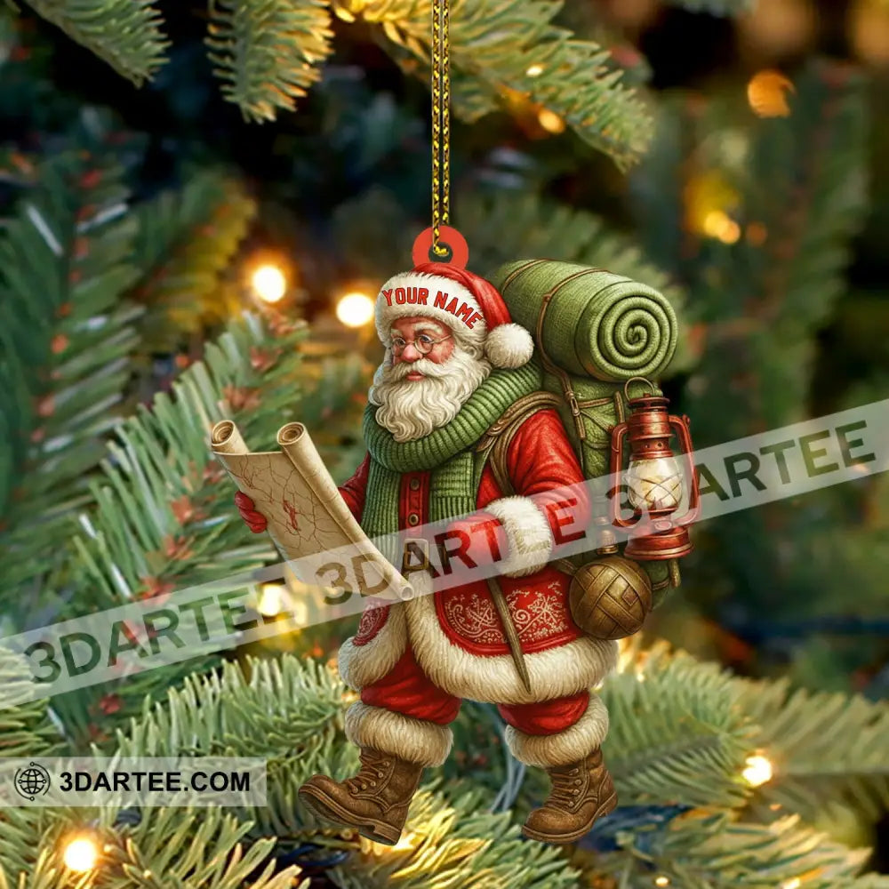 Christmas Hiking Santa Home Decor Christmas Ornament Personalized Ornament Ornament