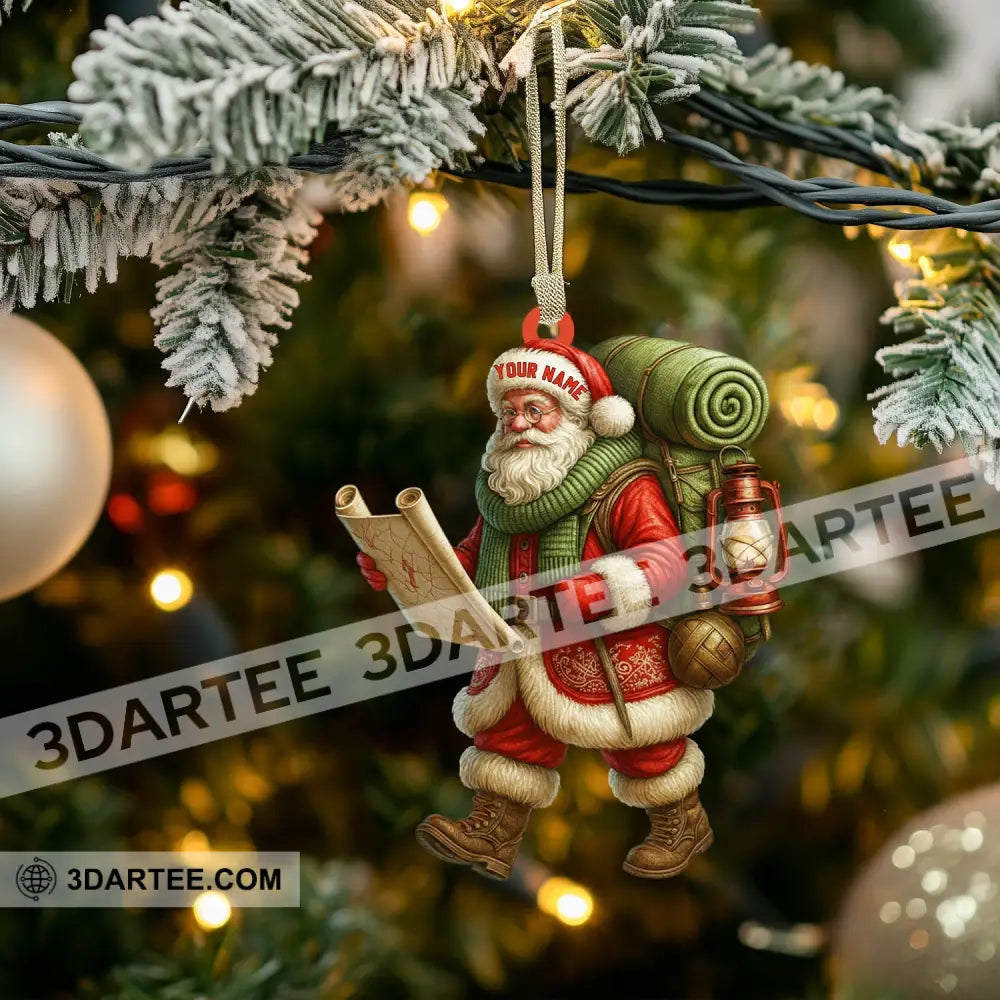 Christmas Hiking Santa Home Decor Christmas Ornament Personalized Ornament Ornament