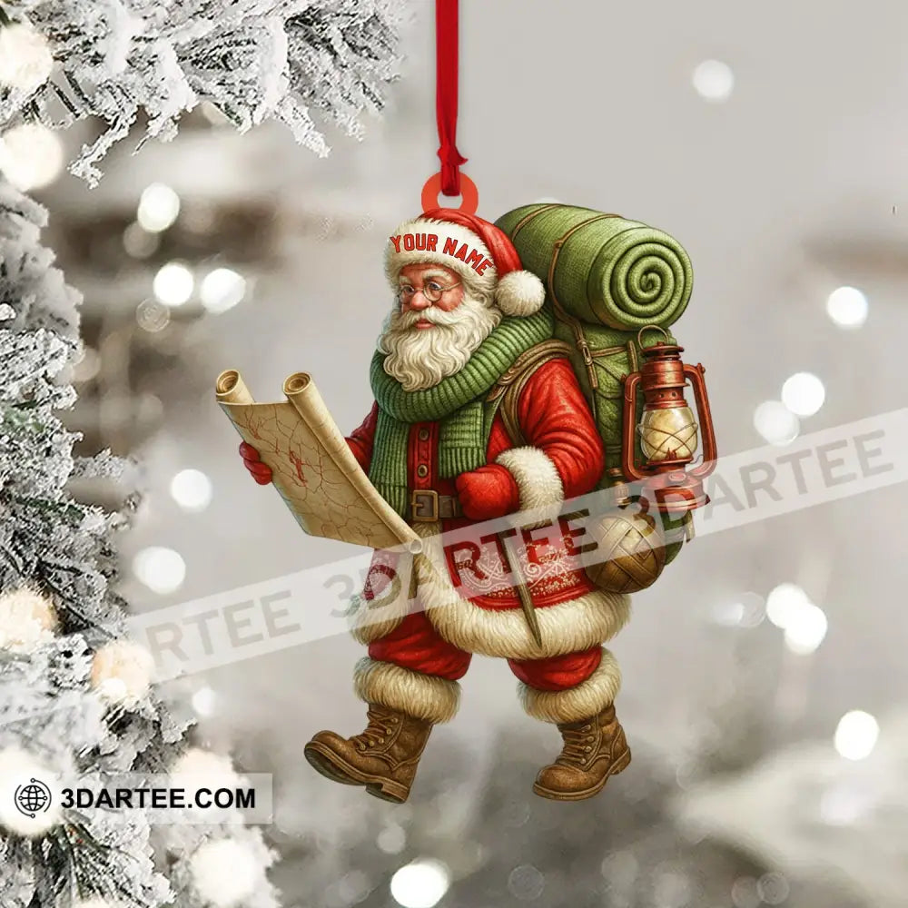 Christmas Hiking Santa Home Decor Christmas Ornament Personalized Ornament Ornament