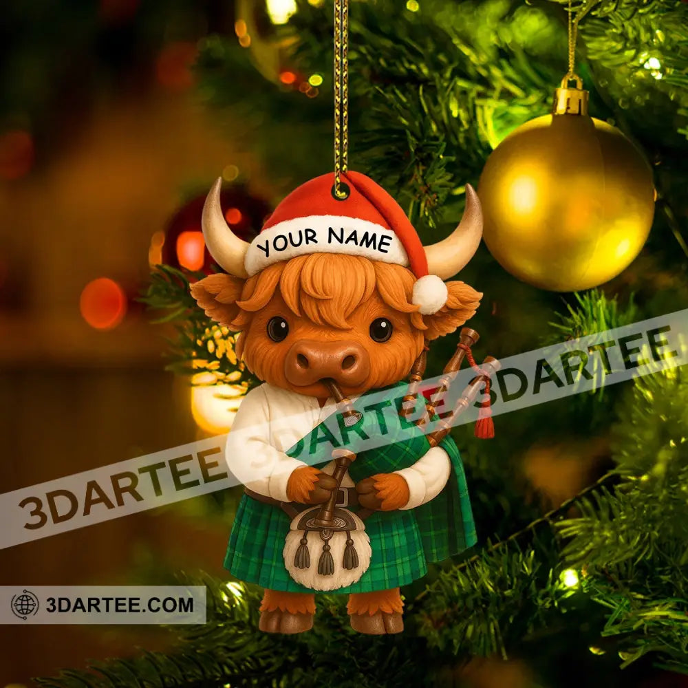 Christmas Scottish Highland Cow Home Decor Christmas Ornament Personalized Ornament Ornament