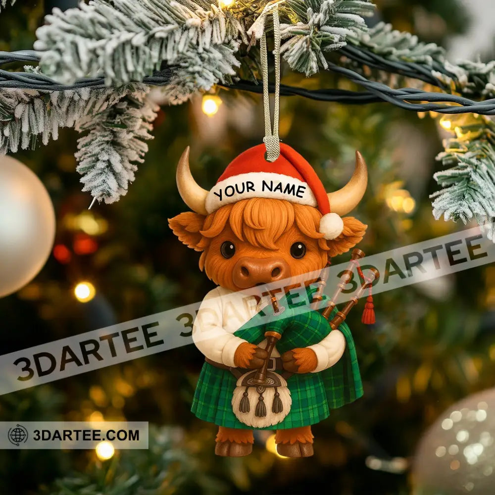 Christmas Scottish Highland Cow Home Decor Christmas Ornament Personalized Ornament Ornament