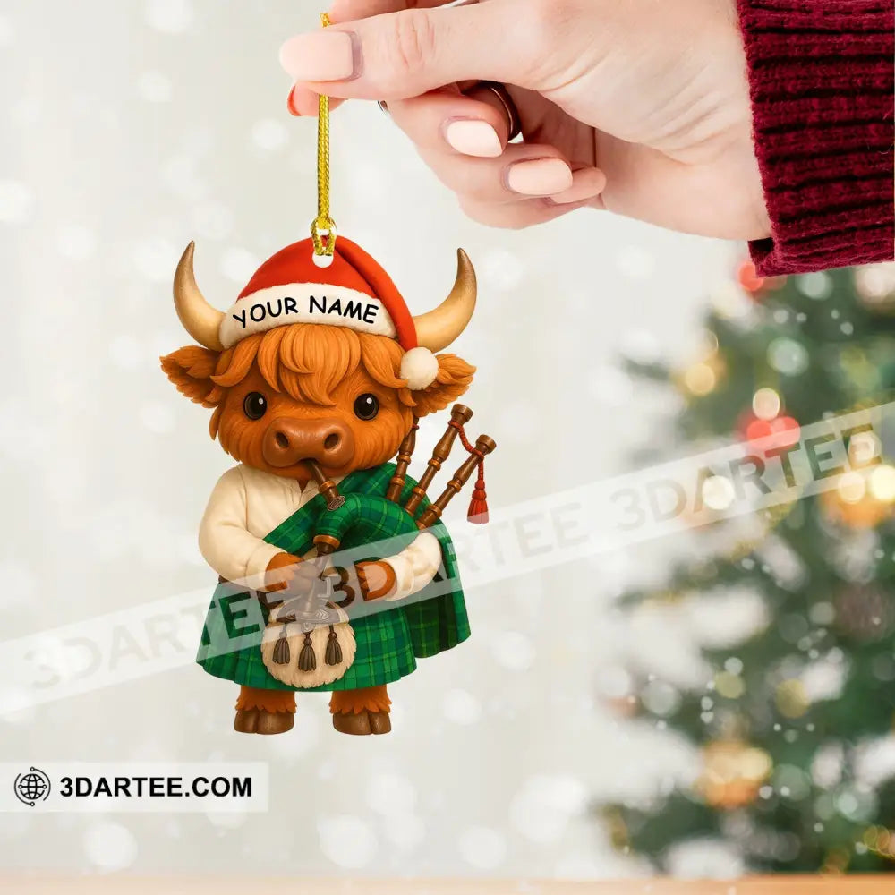 Christmas Scottish Highland Cow Home Decor Christmas Ornament Personalized Ornament Ornament