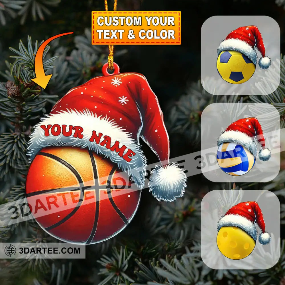 Christmas Sports Ball Home Decor Christmas Ornament Personalized Ornament 3.54’’ / 1 Ornament Ornament