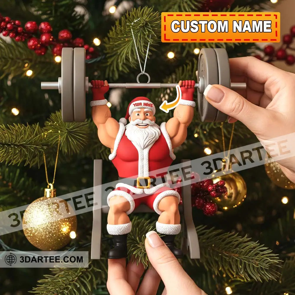 Christmas Weightlifting Santa Home Decor Christmas Ornament Personalized Ornament 3.54’’ / 1 Ornament Ornament