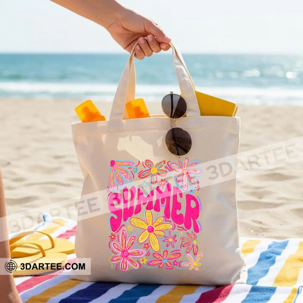 Colorful Summer Flowers Tote Bag Aloha Summer Canvas Tote Bag Bag