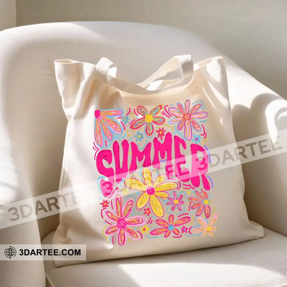 Colorful Summer Flowers Tote Bag Aloha Summer Canvas Tote Bag S (13x11 in) Bag