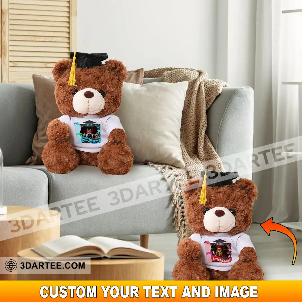 Congrats Graduate Gift For Graduation Personalized Graduate Teddy Bear Shirt Beige / 9’’ / No Graduate Teddy Bear Shirt