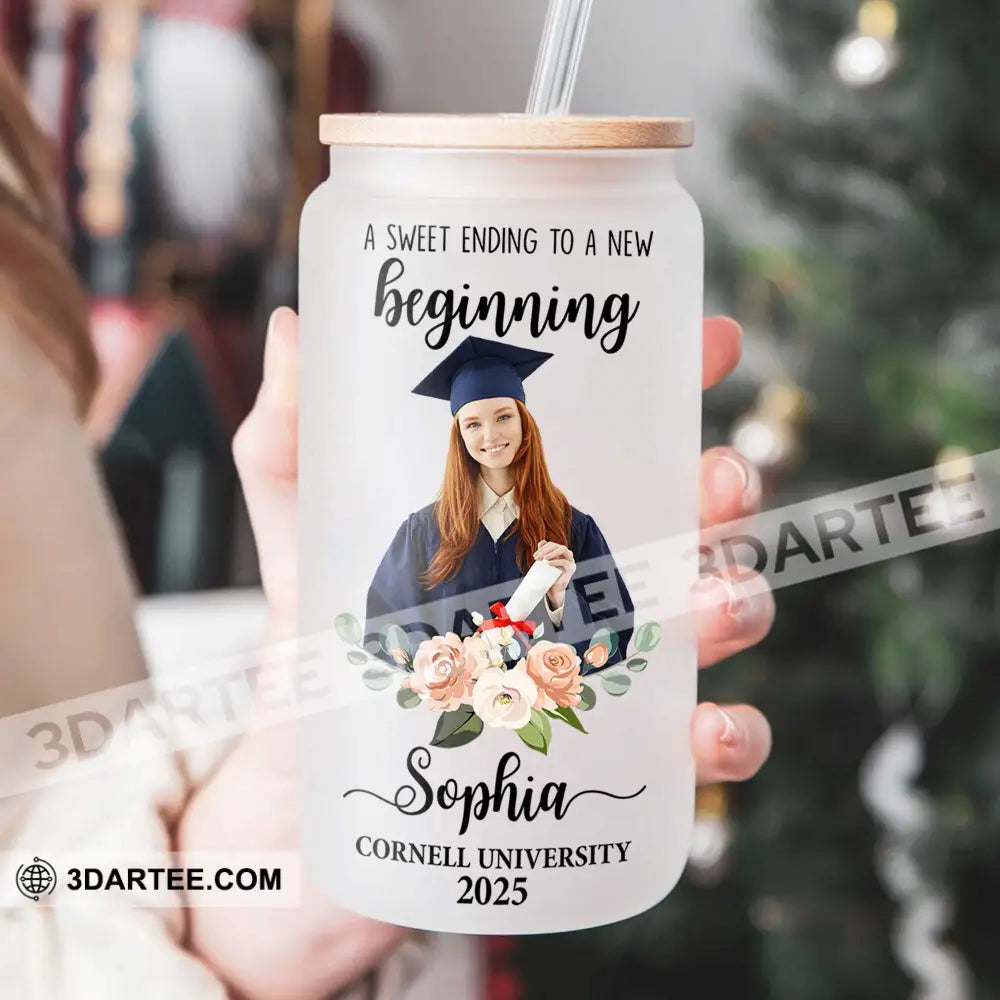 Congrats Graduation Gift For Graduation Personalized Glass Bottle Frosted Bottle Frosted Bottle / 12 oz / Only Bottle