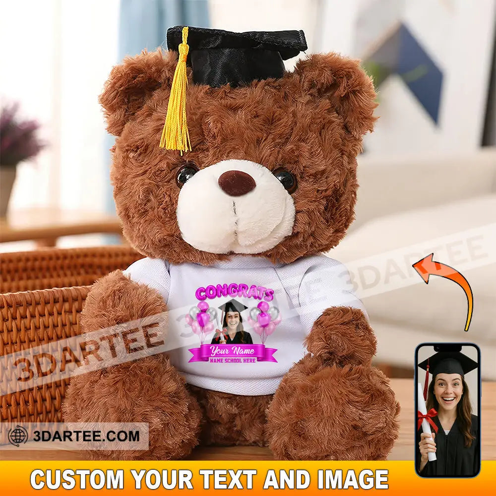 Congratulation Class Of 2025 Gift For Graduation Personalized Graduate Teddy Bear Shirt Beige / 9’’ / No Graduate Teddy