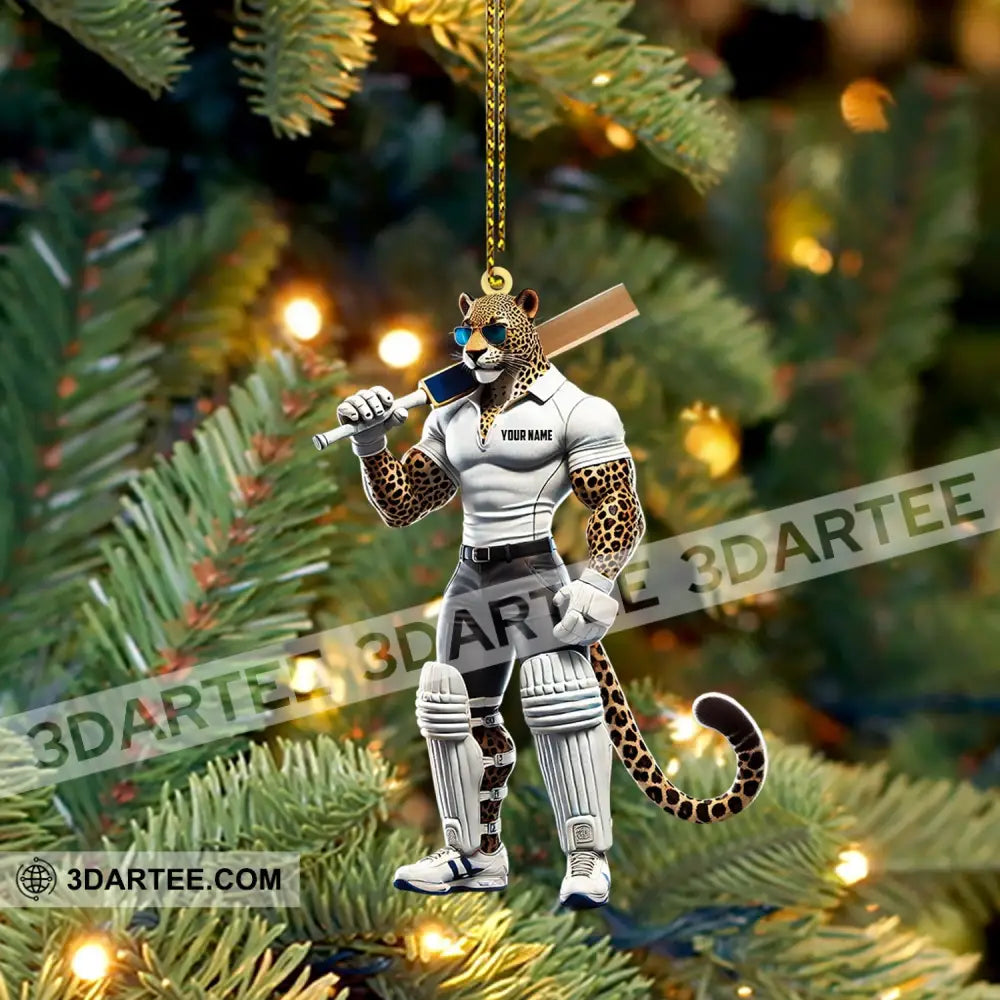 Cricket Ball Leopard Christmas Ornament Personalized Ornament Ornament