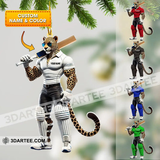 Cricket Ball Leopard Christmas Ornament Personalized Ornament 3.54’’ / 1 Ornament Ornament