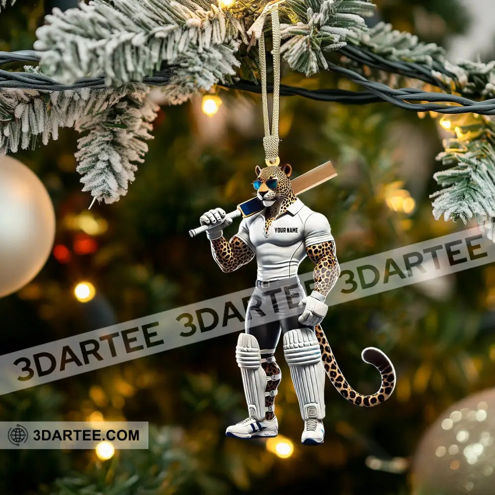 Cricket Ball Leopard Christmas Ornament Personalized Ornament Ornament