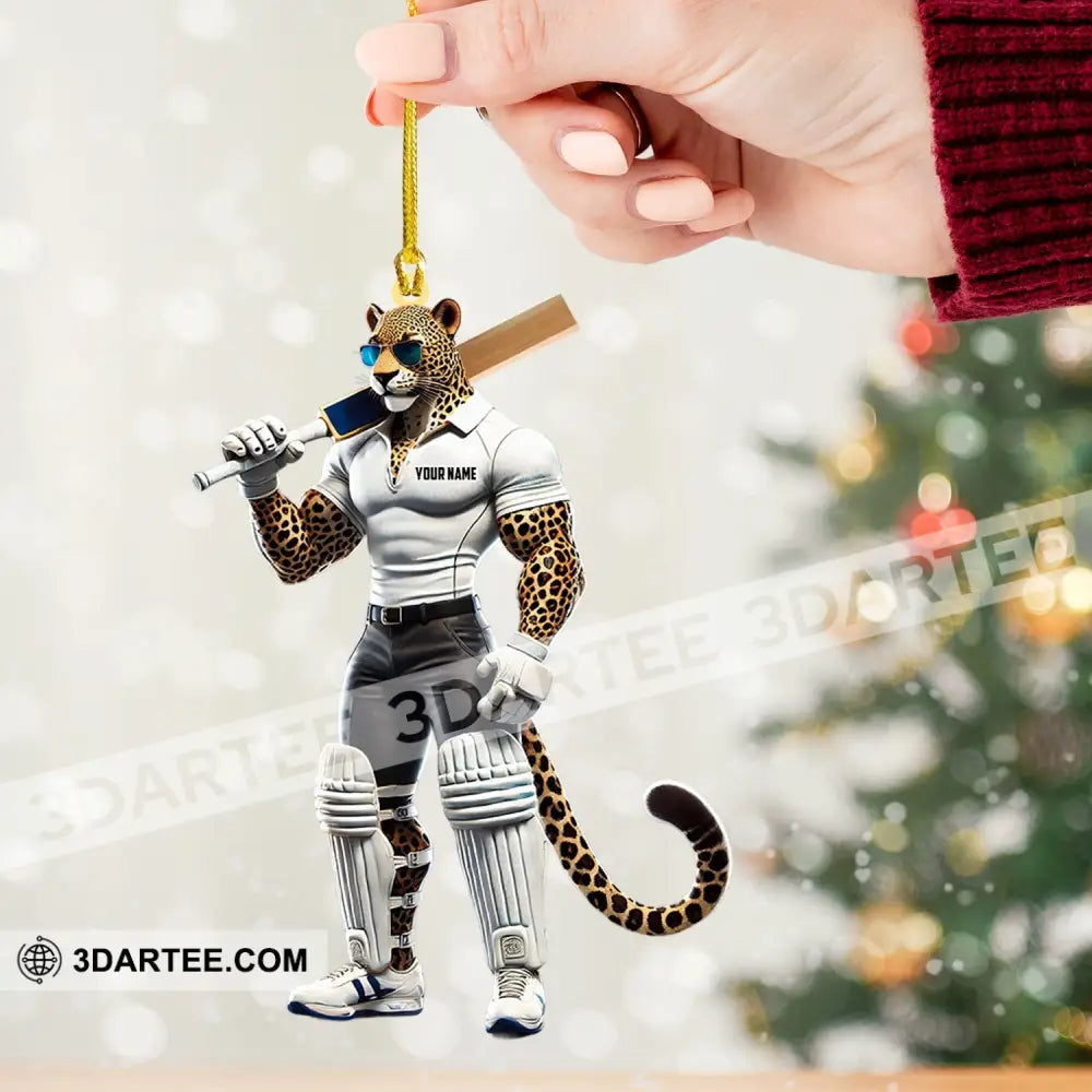 Cricket Ball Leopard Christmas Ornament Personalized Ornament Ornament