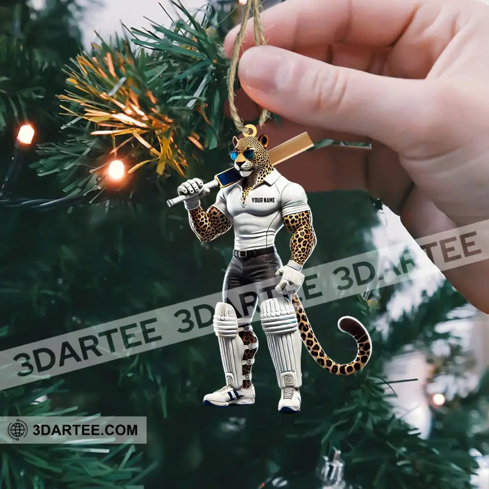 Cricket Ball Leopard Christmas Ornament Personalized Ornament Ornament