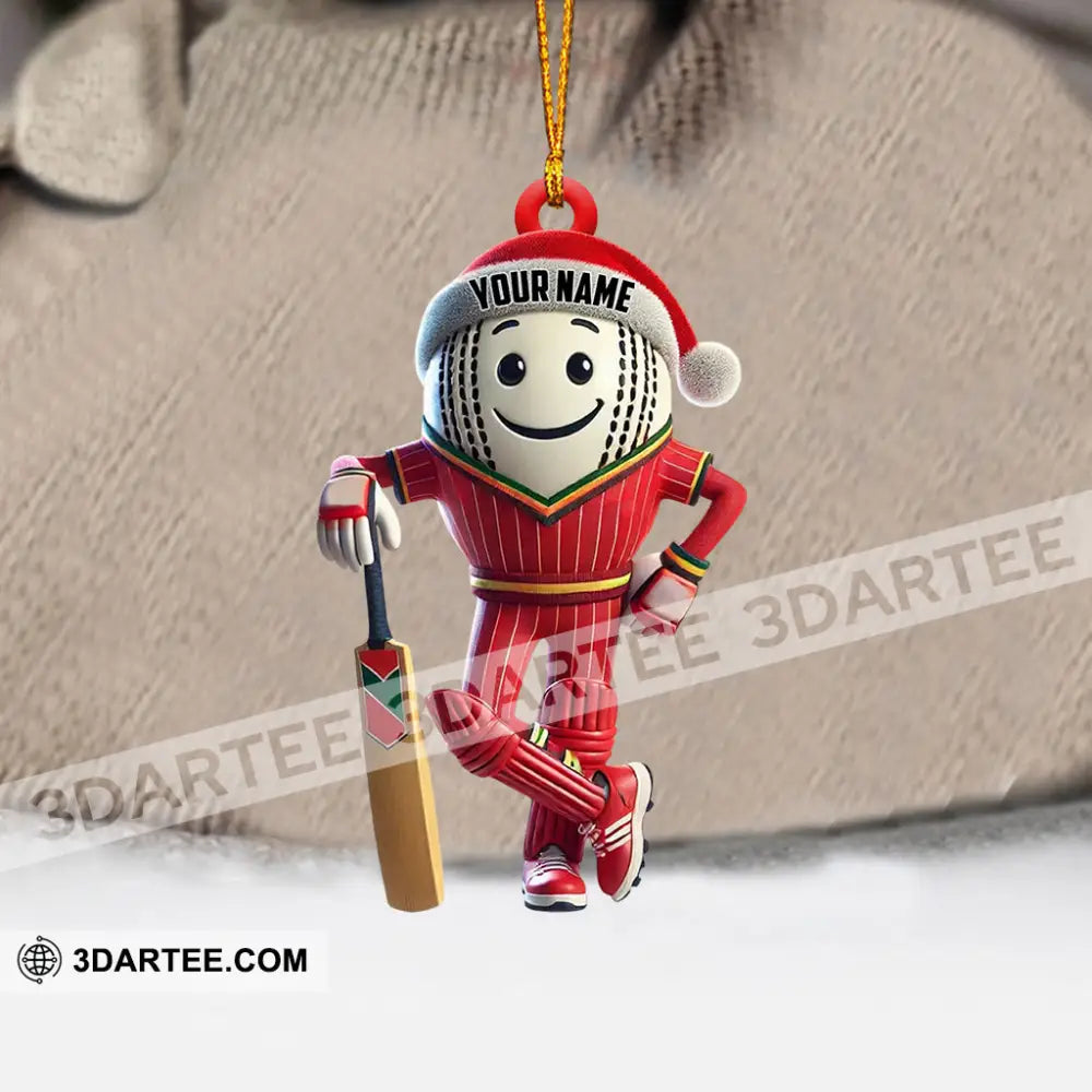 Cricket Ball Player Christmas Ornament Personalized Ornament Ornament