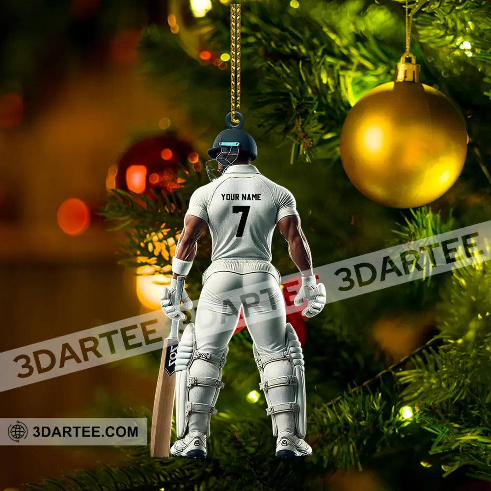 Cricket Ball Player Christmas Ornament Personalized Ornament Ornament