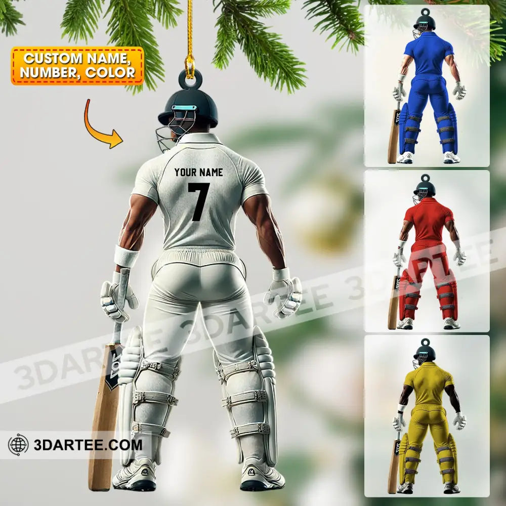Cricket Ball Player Christmas Ornament Personalized Ornament 3.54’’ / 1 Ornament Ornament