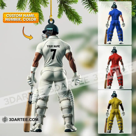 Cricket Ball Player Christmas Ornament Personalized Ornament 3.54’’ / 1 Ornament Ornament