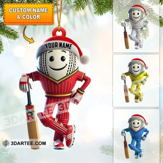Cricket Ball Player Christmas Ornament Personalized Ornament 3.54’’ / 1 Ornament Ornament