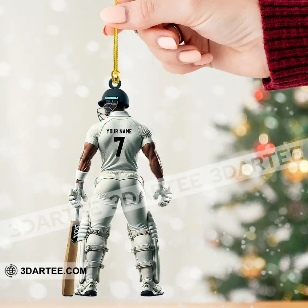 Cricket Ball Player Christmas Ornament Personalized Ornament Ornament