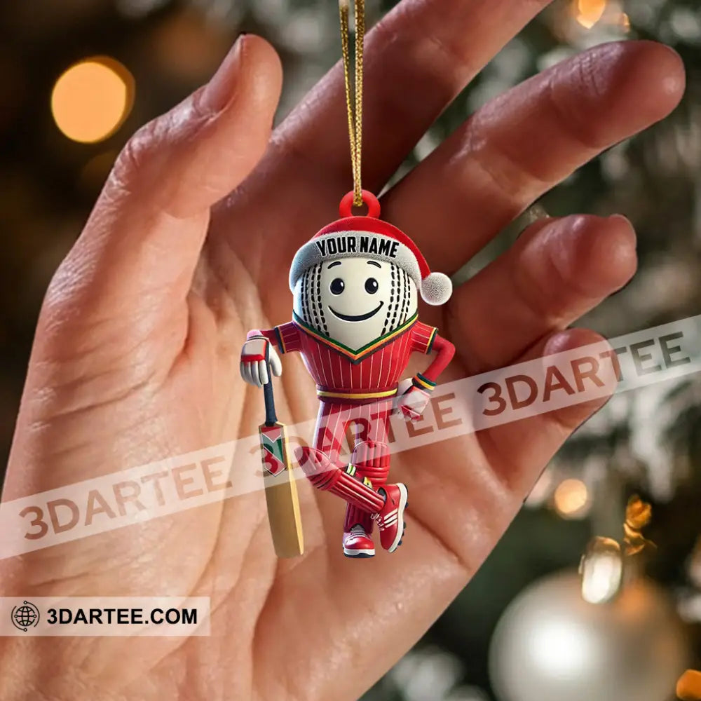 Cricket Ball Player Christmas Ornament Personalized Ornament Ornament