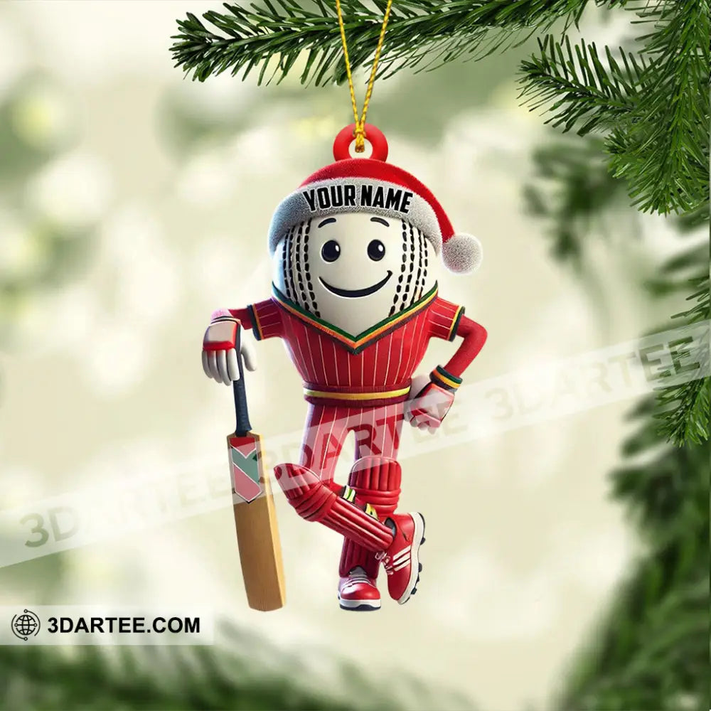 Cricket Ball Player Christmas Ornament Personalized Ornament Ornament