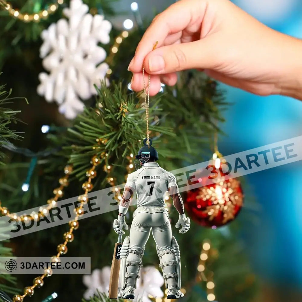 Cricket Ball Player Christmas Ornament Personalized Ornament Ornament