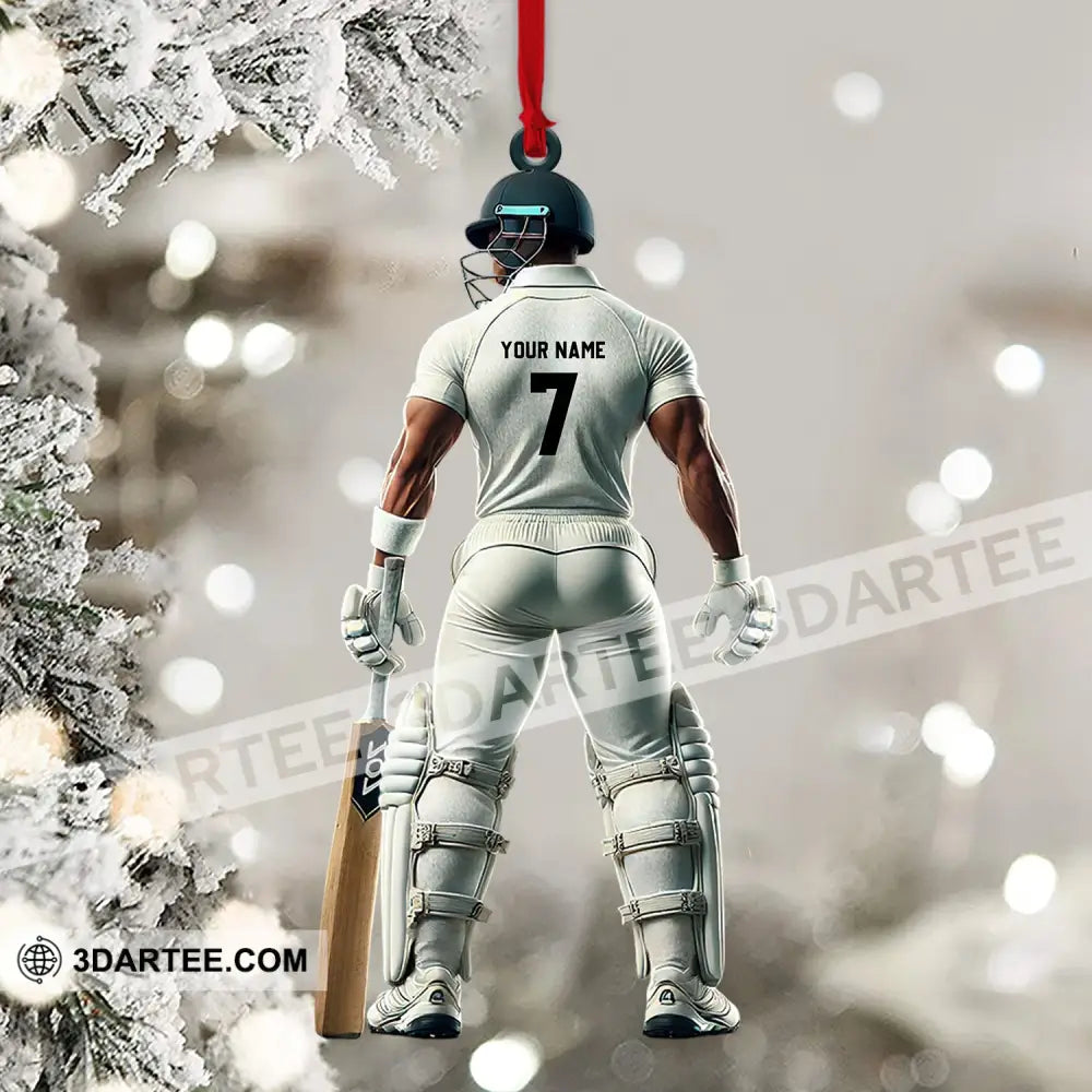 Cricket Ball Player Christmas Ornament Personalized Ornament Ornament