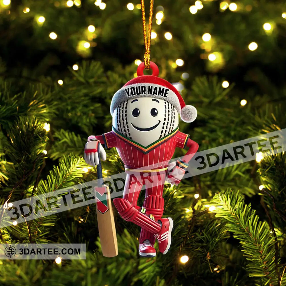 Cricket Ball Player Christmas Ornament Personalized Ornament Ornament