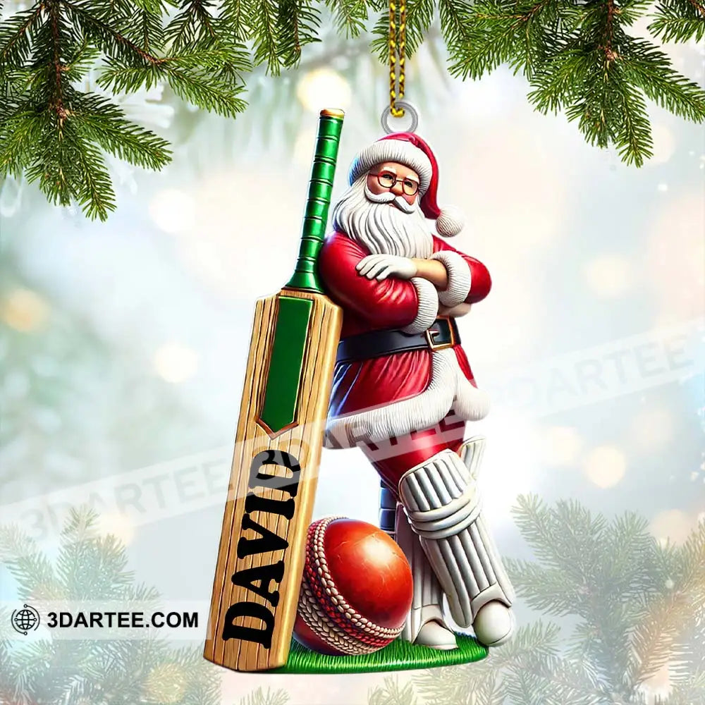 Cricket Ball Ready Santa Christmas Ornament Personalized Ornament Ornament
