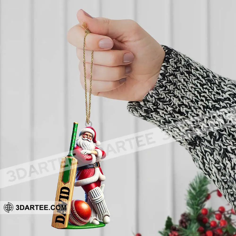 Cricket Ball Ready Santa Christmas Ornament Personalized Ornament Ornament