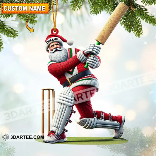 Cricket Ball Santa Pose Christmas Ornament Personalized Ornament 3.54’’ / 1 Ornament Ornament