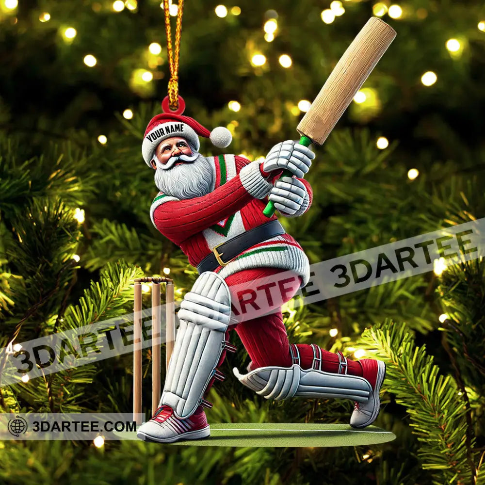 Cricket Ball Santa Pose Christmas Ornament Personalized Ornament Ornament