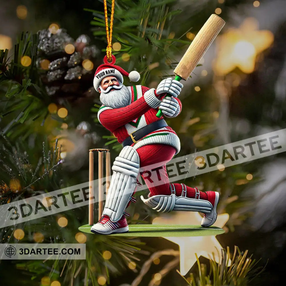 Cricket Ball Santa Pose Christmas Ornament Personalized Ornament Ornament