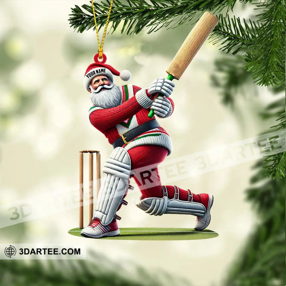 Cricket Ball Santa Pose Christmas Ornament Personalized Ornament Ornament