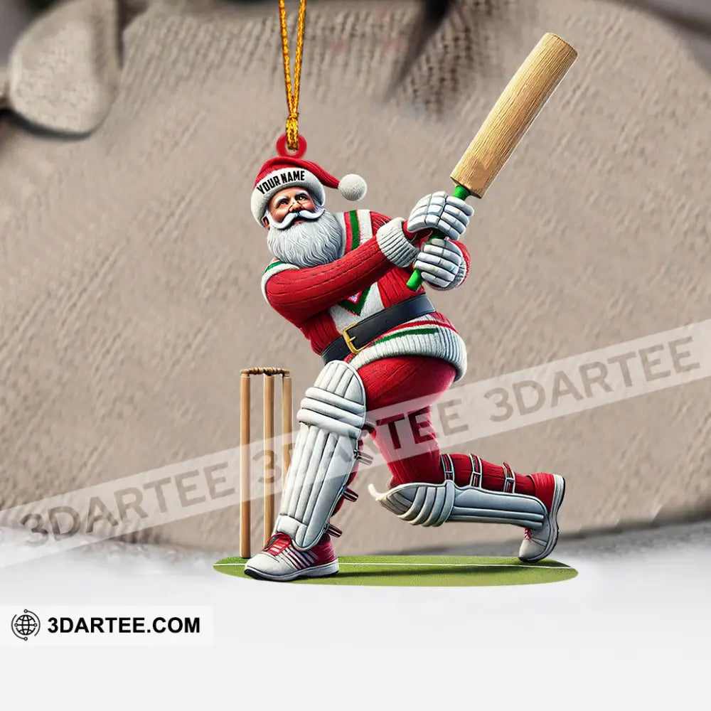 Cricket Ball Santa Pose Christmas Ornament Personalized Ornament Ornament