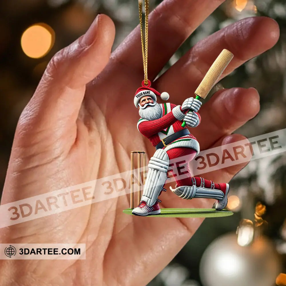 Cricket Ball Santa Pose Christmas Ornament Personalized Ornament Ornament