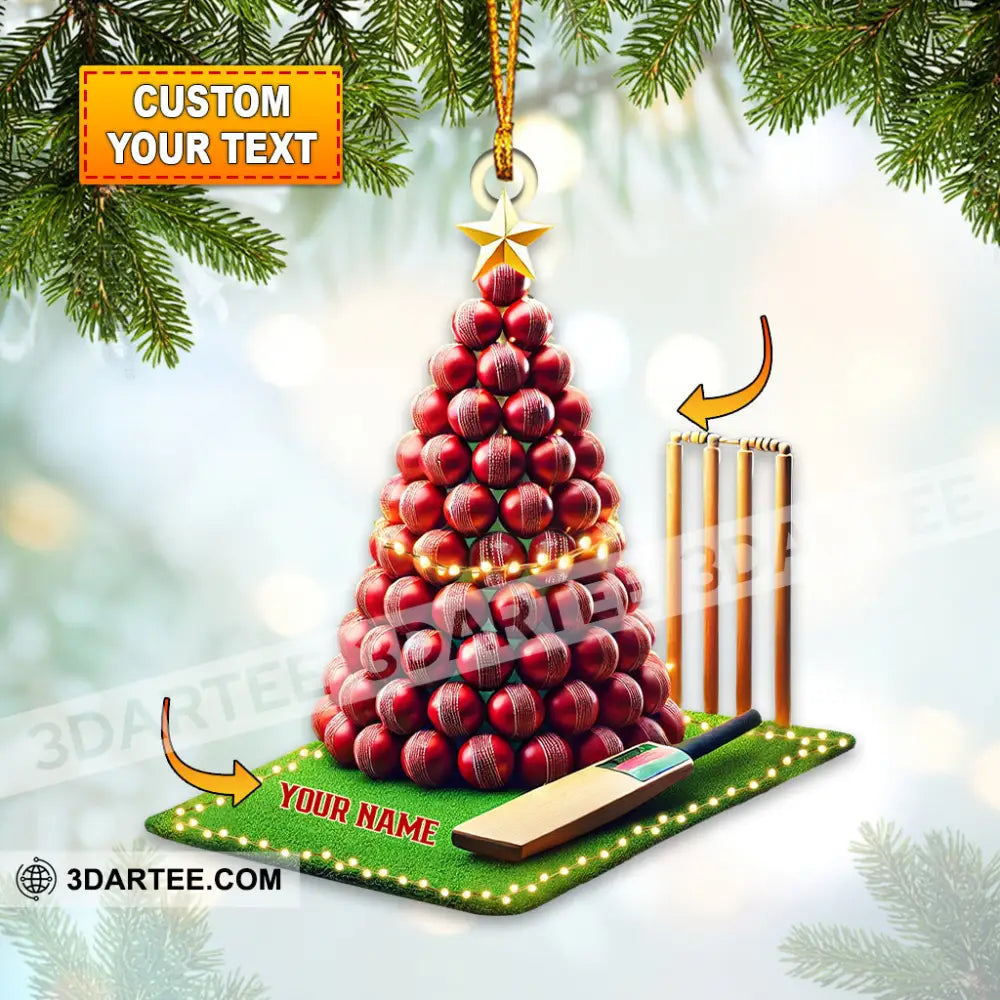 Cricket Ball Tree Christmas Ornament Personalized Ornament 3.54’’ / 1 Ornament Ornament