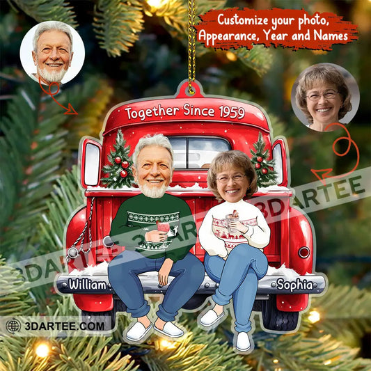 Custom Couple Christmas Ornament Personalized Ornament 3.54’’ / 1 Ornament Ornament