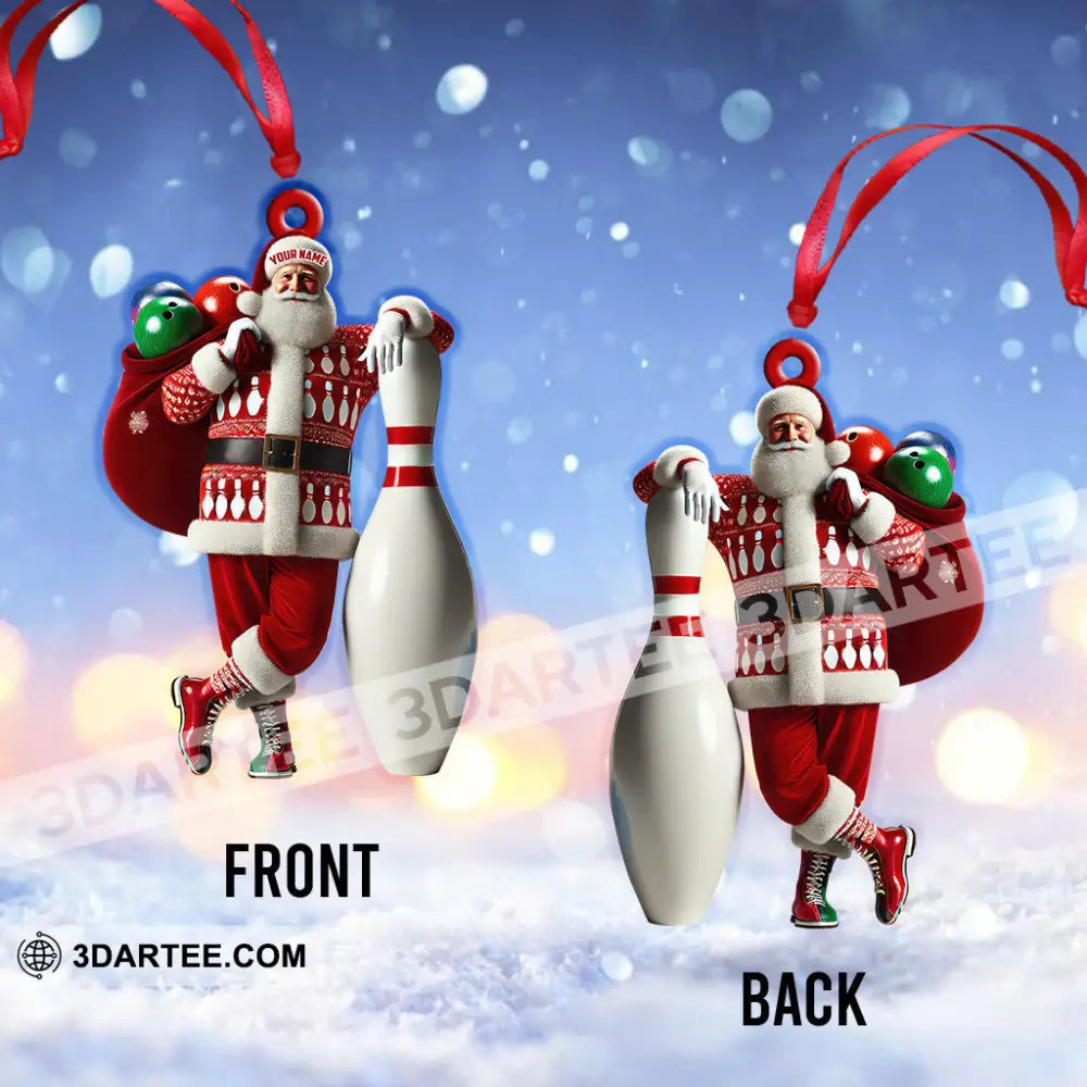 Custom Name Bowling Santa Ornament Lover Christmas Gift