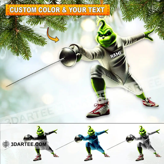 Custom Name Fencing Grinch Ornament Lover Christmas Gift