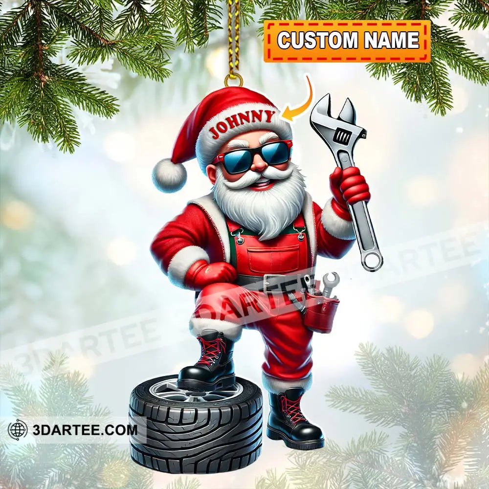 Custom Name Mechanic Santa Ornament Christmas Gift